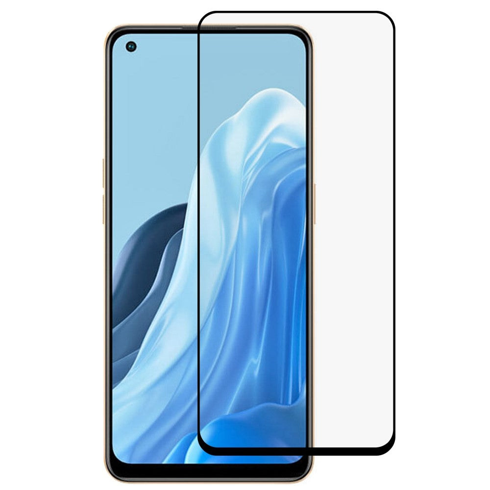 Oppo Reno7 4G Silk Print Härdat Glas Film HD Clarity Full Coverage Reptåligt Helklistrat Skärmskydd