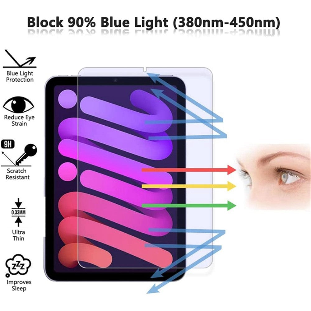 Anti-Blue-Ray Tempered Glass Film for iPad mini (2024) / mini (2021), Anti-Glare Ultra Slim Scratch-Resistant Full Screen Protector