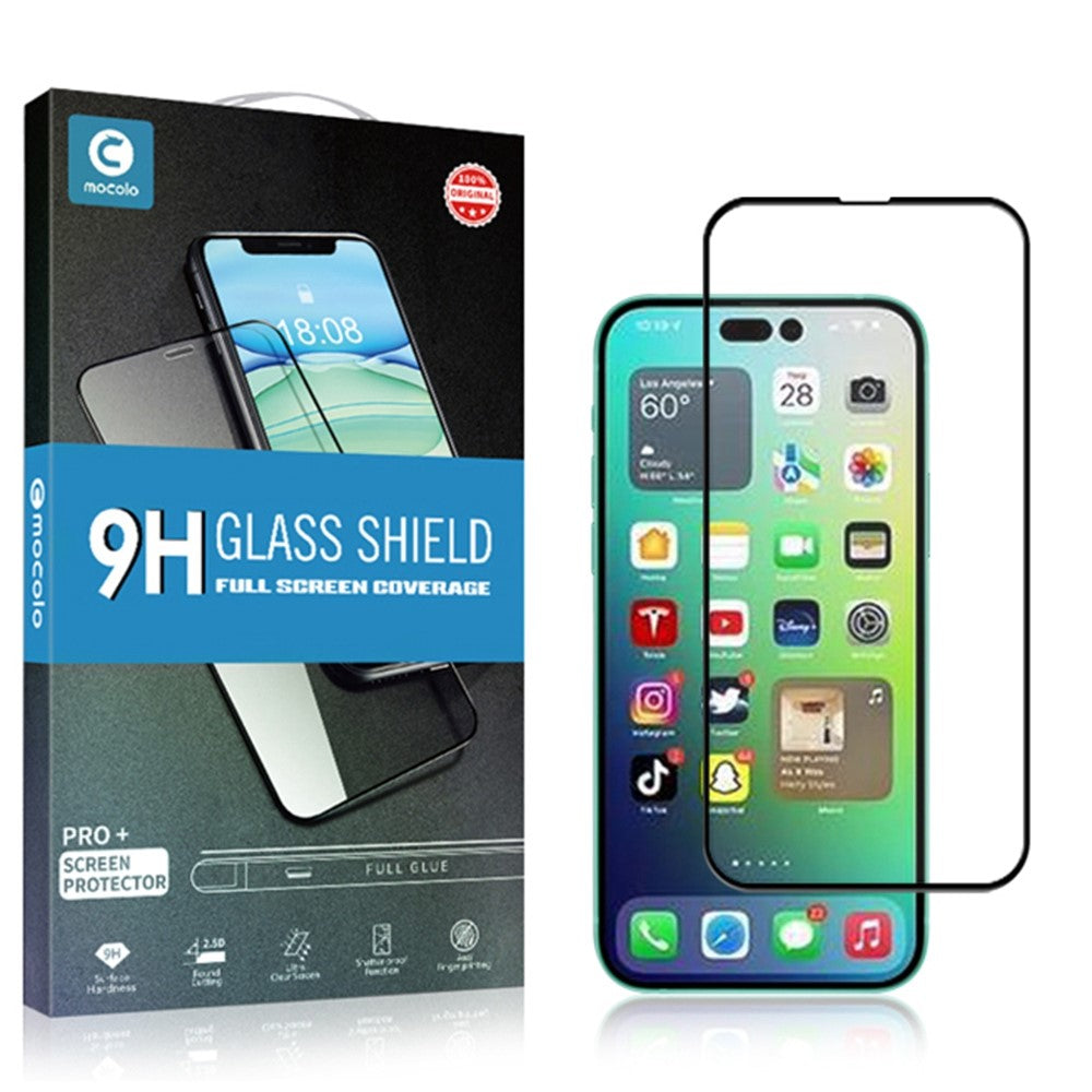 MOCOLO For iPhone 14 Pro Max 6.7 inch Silk Printing Full Glue HD Clear Full Covering Tempered Glass Secondary Hardening Screen Protector