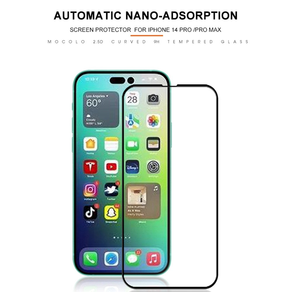 MOCOLO For iPhone 14 Pro Max 6.7 inch Silk Printing Full Glue HD Clear Full Covering Tempered Glass Secondary Hardening Screen Protector