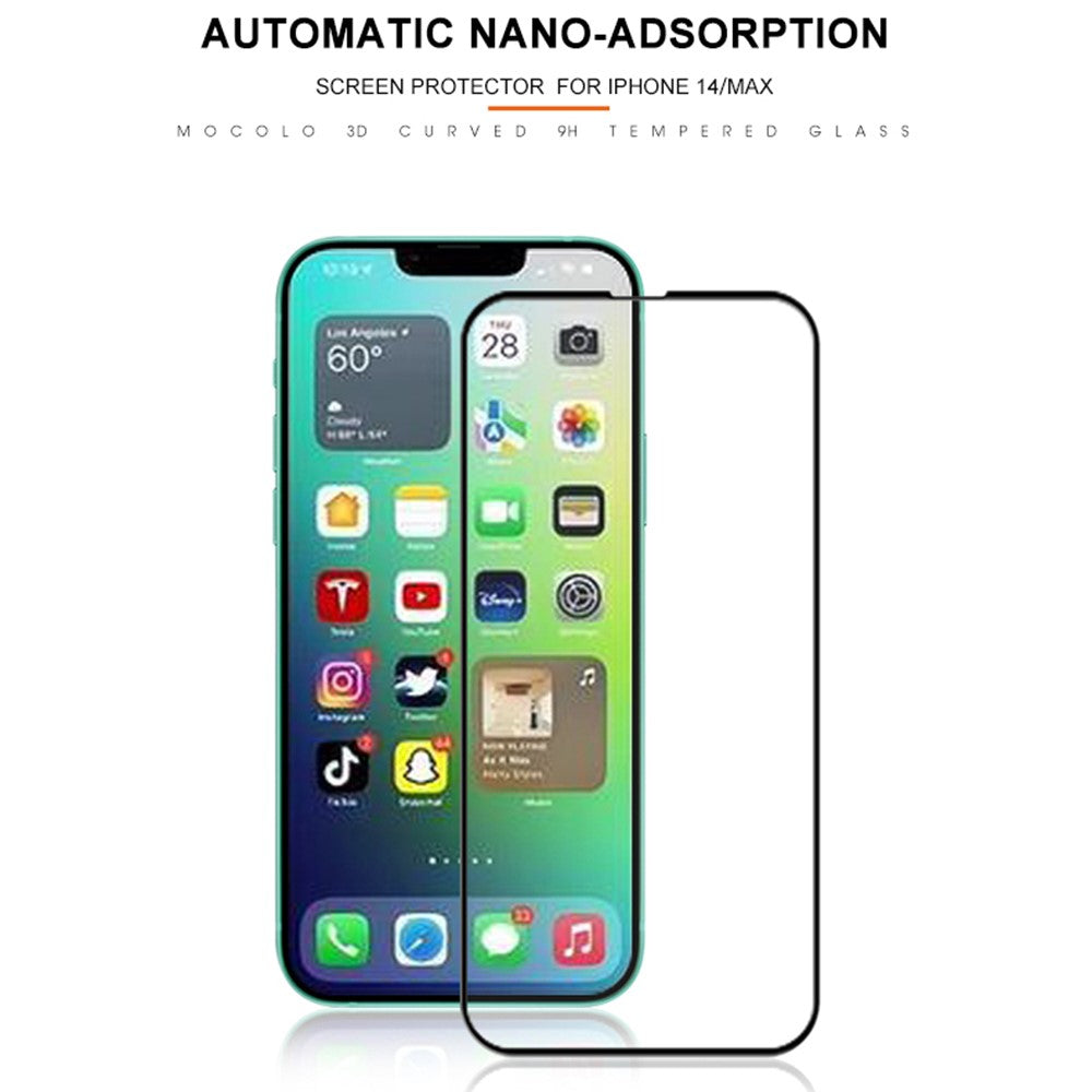 MOCOLO til iPhone 14 Plus 6,7 tommer Boblefri Anti-plet Fuld Dækning 3D Buet Kant Skærmbeskytter HD Hærdet Glasfolie Fuld Lim