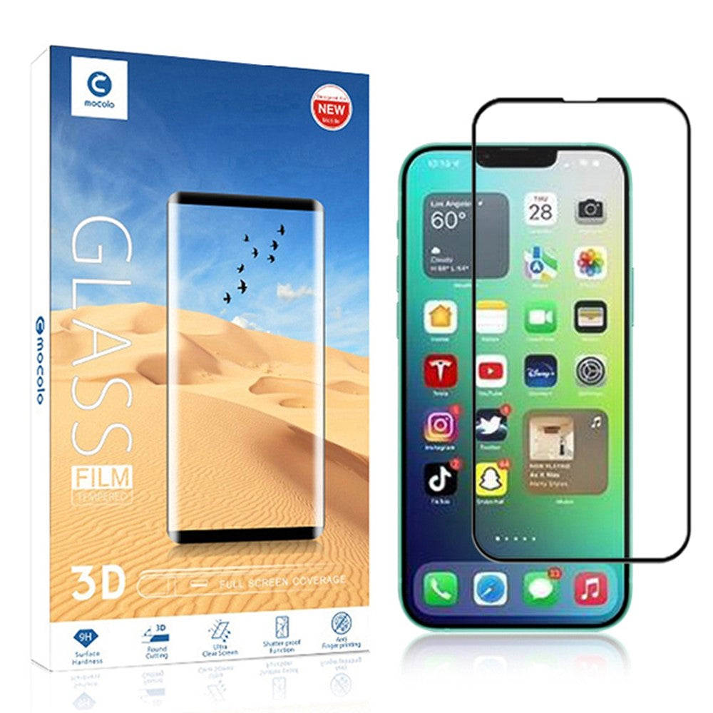 MOCOLO til iPhone 14 Plus 6,7 tommer Boblefri Anti-plet Fuld Dækning 3D Buet Kant Skærmbeskytter HD Hærdet Glasfolie Fuld Lim