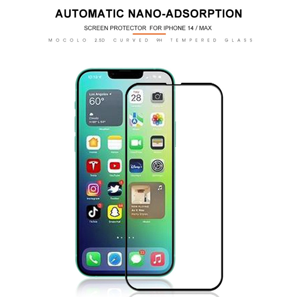 MOCOLO For iPhone 14 Plus 6.7 inch Silk Printing HD Full Glue Tempered Glass Secondary Strengthening Anti-scratch Full Screen Protector