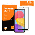 AMORUS for Samsung Galaxy M13 4G Full Coverage Silk Printing High Transparency Full Glue Anti-stains Secondary Strengthening Film Black Edge Tempered Glass Screen Protector