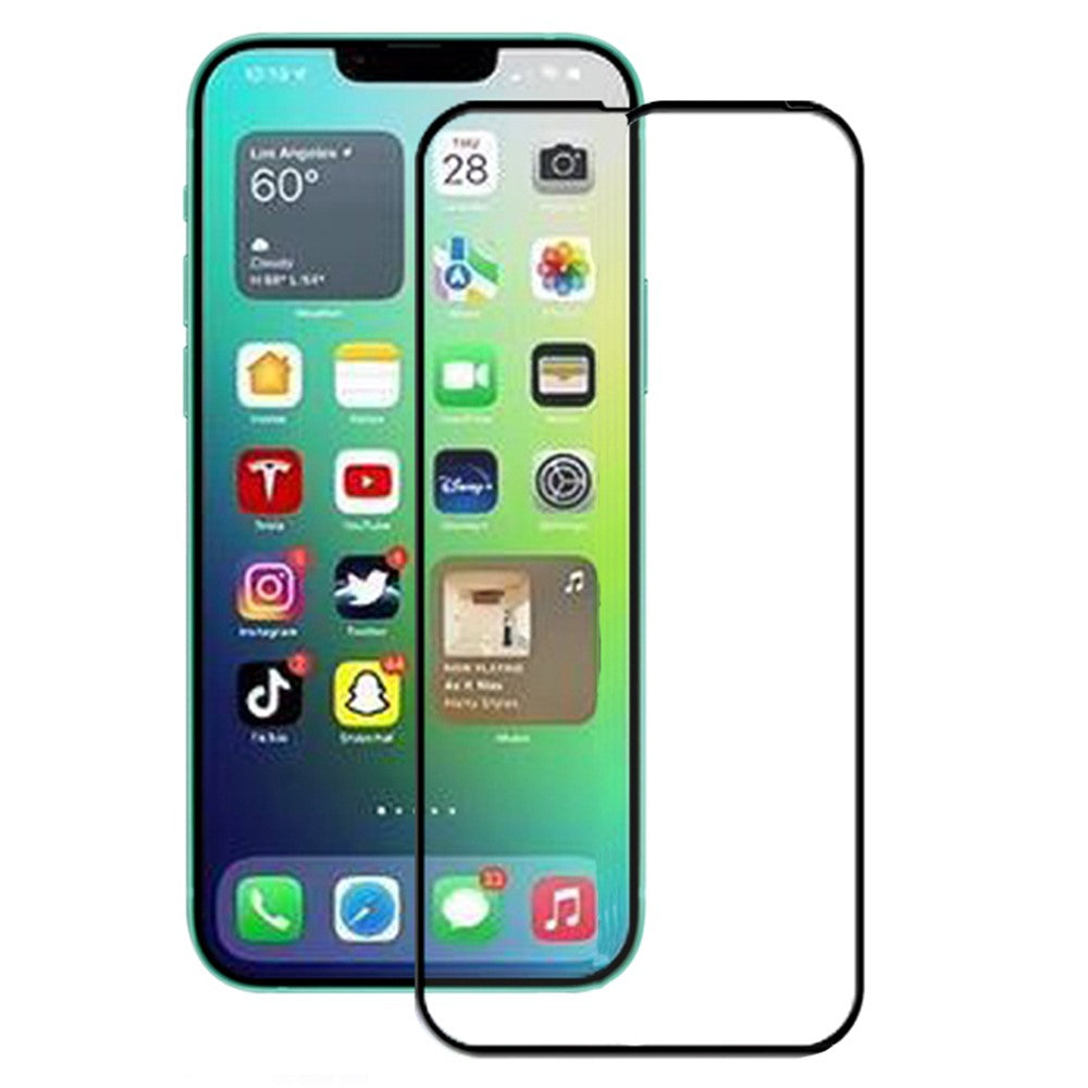 AMORUS För iPhone 14 Plus 6,7 tum Silk Print Full Glue Härdat Glas Film, Sekundärt Förstärkt Helskärmsskydd