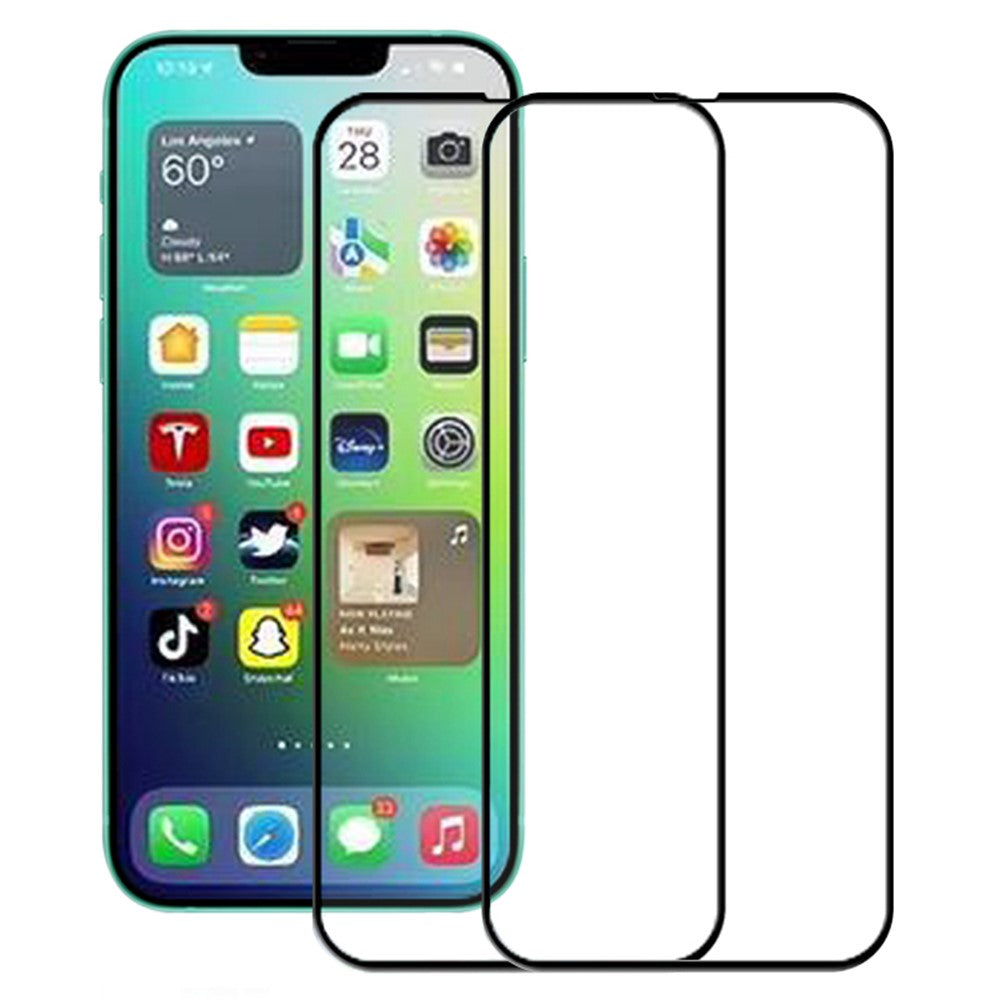 AMORUS 2 stk/pakke til iPhone 14 6,1 tommer hærdet glas skærmbeskytter, fuld skærm, silketryk, fuld limfilm