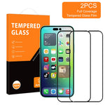 AMORUS 2Pcs/Pack for iPhone 14 Pro 6.1 inch Full Glue Full Size Tempered Glass Film, Silk Printing Secondary Strengthening Screen Protector