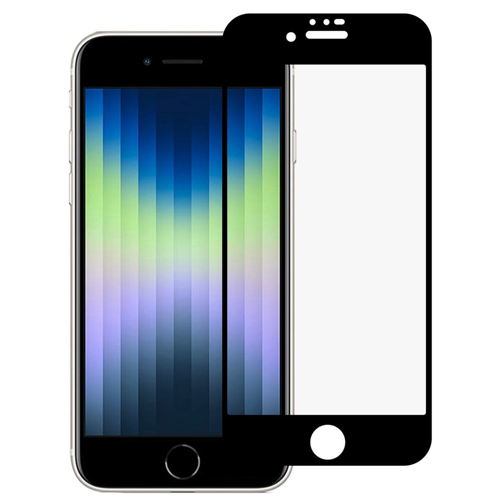 For iPhone SE (2020) / SE (2022) / iPhone 7 / 8 9D Full Cover Side Glue Tempered Glass Film Anti-Explosion Silk Printing Screen Protector