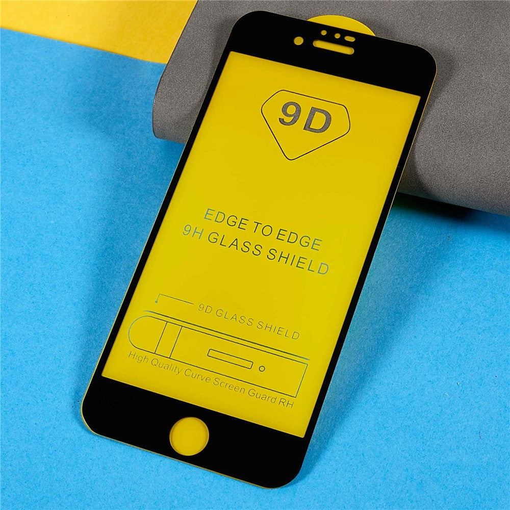 For iPhone SE (2020) / SE (2022) / iPhone 7 / 8 9D Full Cover Side Glue Tempered Glass Film Anti-Explosion Silk Printing Screen Protector