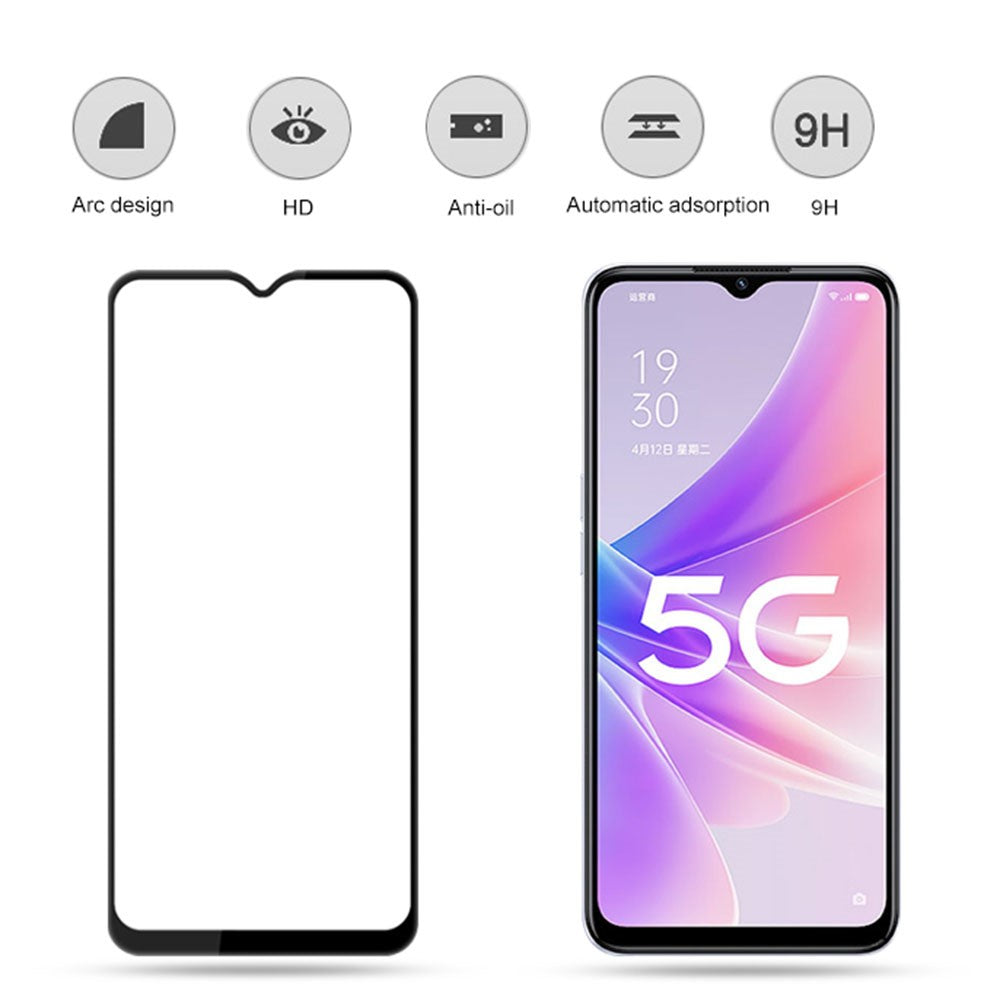 MOCOLO For Oppo A57 (2022) 5G / A77 5G Silk Printing Full Glue Tempered Glass Secondary Strengthening Anti-scratch HD Full Screen Protector Film