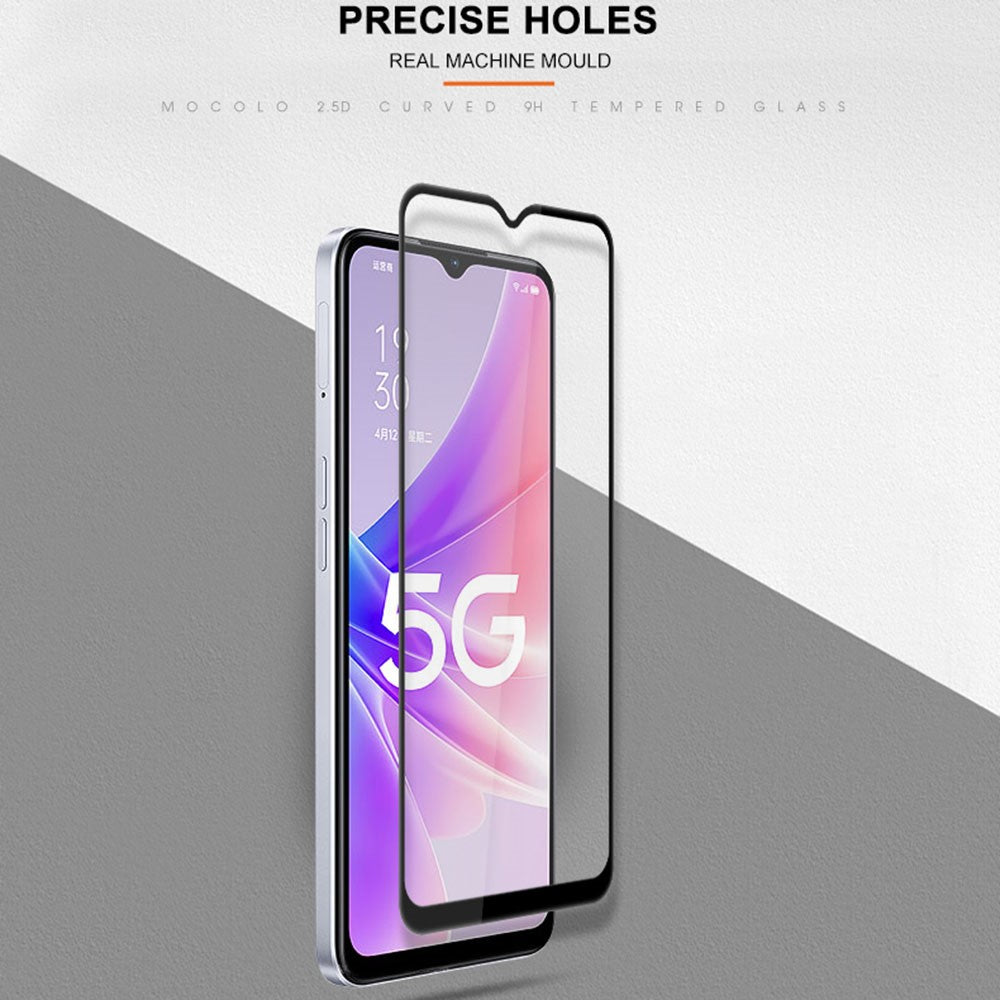MOCOLO For Oppo A57 (2022) 5G / A77 5G Silk Printing Full Glue Tempered Glass Secondary Strengthening Anti-scratch HD Full Screen Protector Film