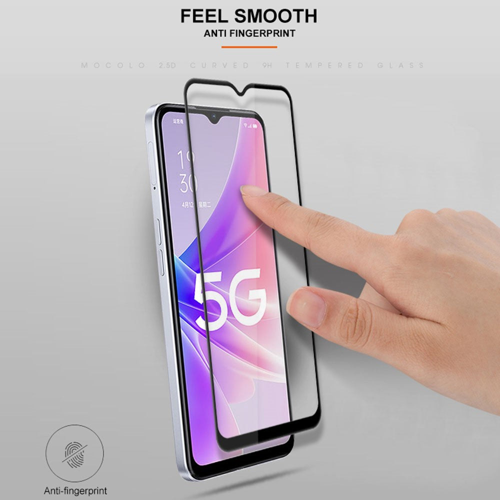 MOCOLO For Oppo A57 (2022) 5G / A77 5G Silk Printing Full Glue Tempered Glass Secondary Strengthening Anti-scratch HD Full Screen Protector Film