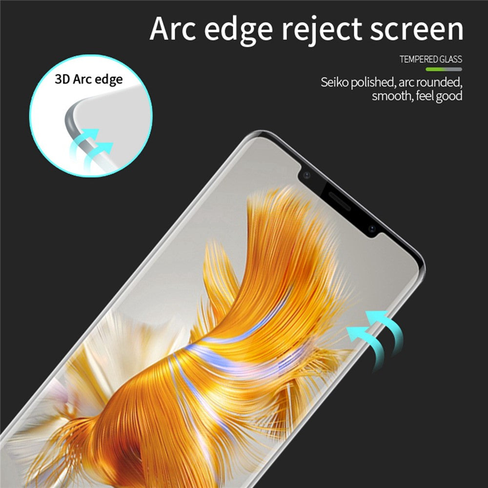 PINWUYO JK 3D-böjd härdad glasfilm-2 för Huawei Mate 50 Pro 4G heltäckande, heltäckande Ultra HD-skärmskydd mot fingeravtryck