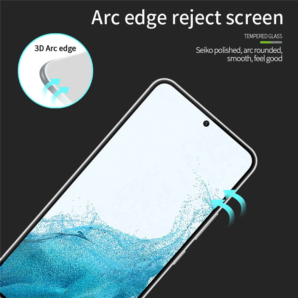 MOFI JK 3D-härdat glasfilm-1 för Samsung Galaxy S22 5G / S23 Heltäckande HD Klart Högt Aluminium-Silikon Glas Helt Limmande Böjt Skärmskydd
