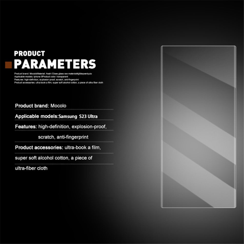 MOCOLO 3D Curved UV Liquid Tempered Glass Film for Samsung Galaxy S23 Ultra, Ultra Clear Full Cover Scratch-resistant Screen Protector