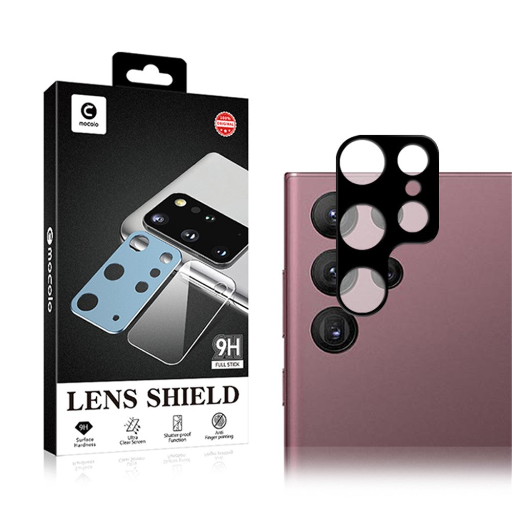 MOCOLO fingeraftryksfrit kameralinsebeskyttelsesglas til Samsung Galaxy S23 Ultra, silketrykt HD-hærdet glasbeskyttelsesfilm til kameralinse