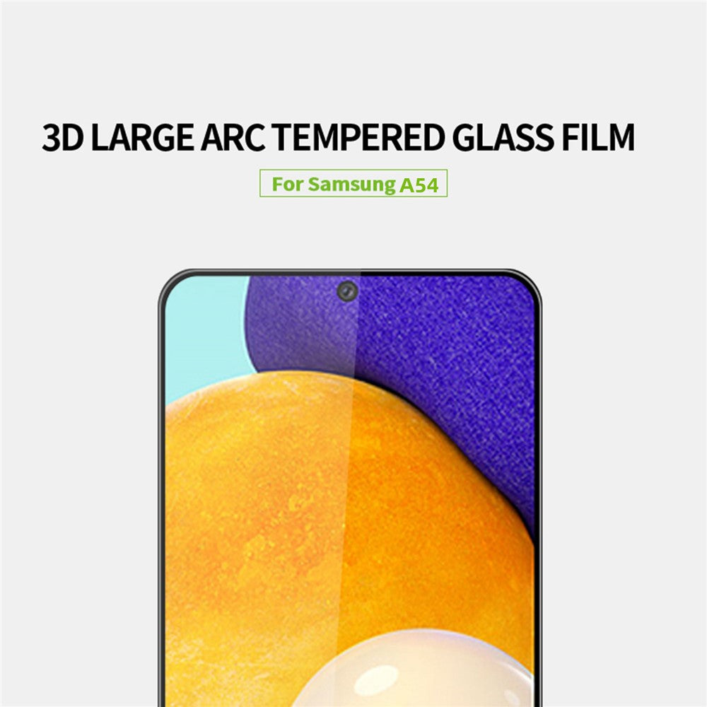 MOFI JK 3D hærdet glasfilm-1 til Samsung Galaxy A54 5G, ridsefast fuldskærmsbeskyttelse, fuldklæbende, buet, højkvalitets aluminium-silikoneglasfilm