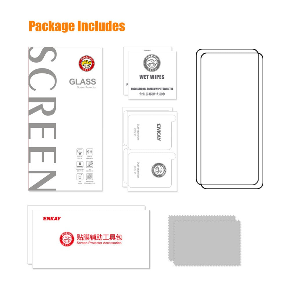 ENKAY HAT PRINCE 2Pcs / Set Full Glue Screen Protector for Samsung Galaxy S22+ 5G / S23+ Silk Printing Unlock Version 0.2mm 9H Ultra-slim Tempered Glass Film