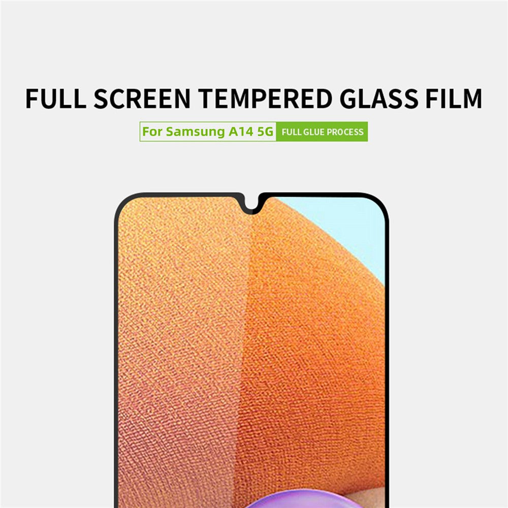 PINWUYO JK hærdet glasfilm Series-2 til Samsung Galaxy A14 5G / A14 4G, skærmbeskyttelse, høj aluminium-silikoneglas, fulddækkende film med fuld lim