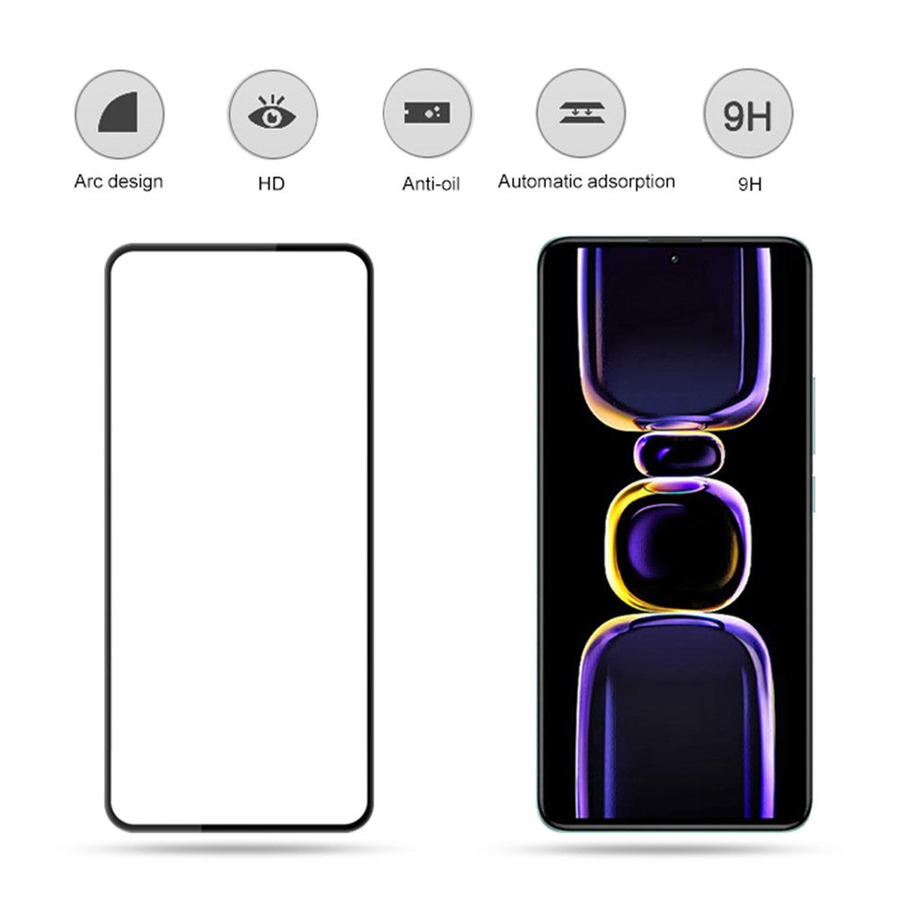 MOCOLO För Xiaomi Poco F5 Pro 5G / Redmi K60 Pro 5G / K60 5G Silkestryck Härdat Glasfilm Sekundärhärdande Helklistrad Skärmskydd