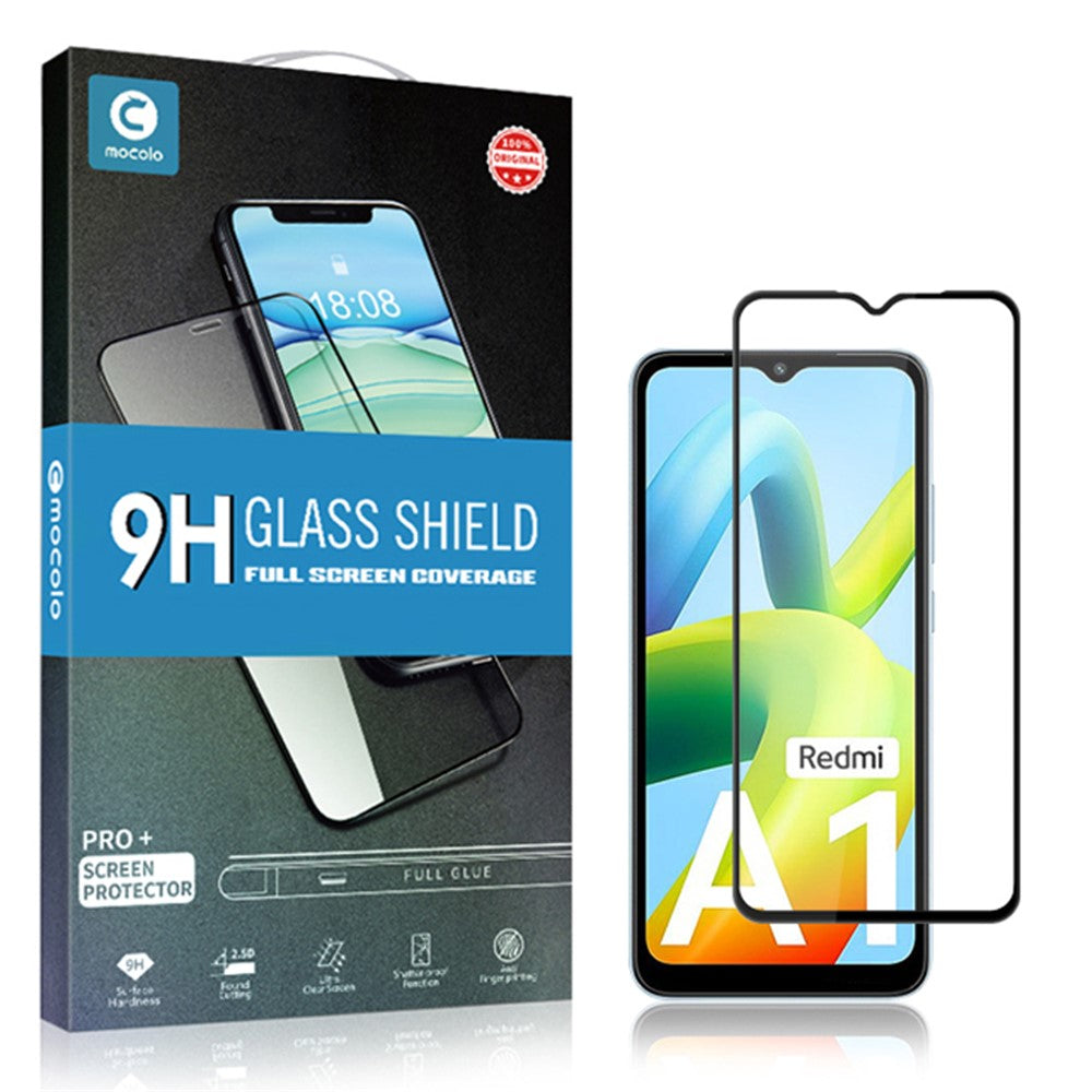 MOCOLO For Xiaomi Redmi A1 4G / A2 4G Silk Printing Full Glue Tempered Glass Screen Protector Anti-explosion Film