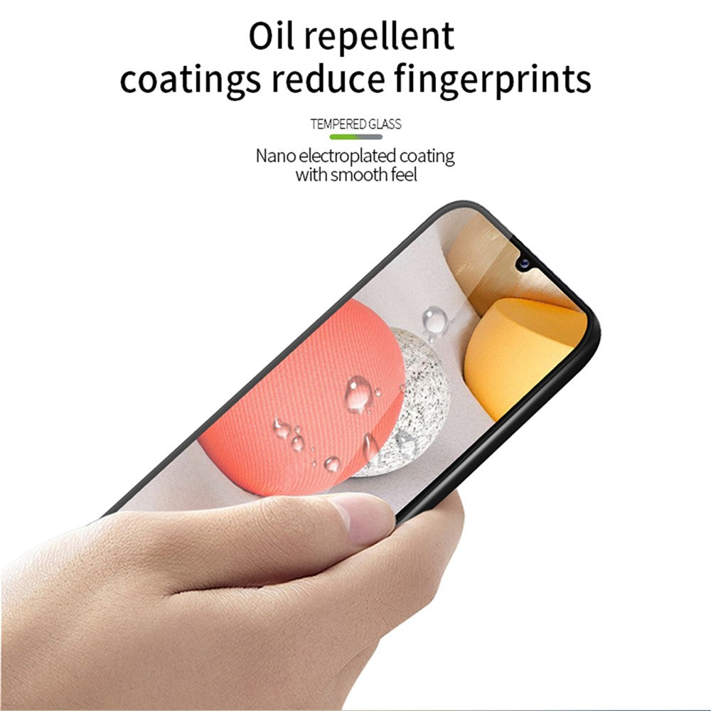 PINWUYO JK 3D buet hærdet glasfilm-2 til Samsung Galaxy A34 5G, fuldlims anti-eksplosion skærmbeskytter i højt aluminium-siliciumglas