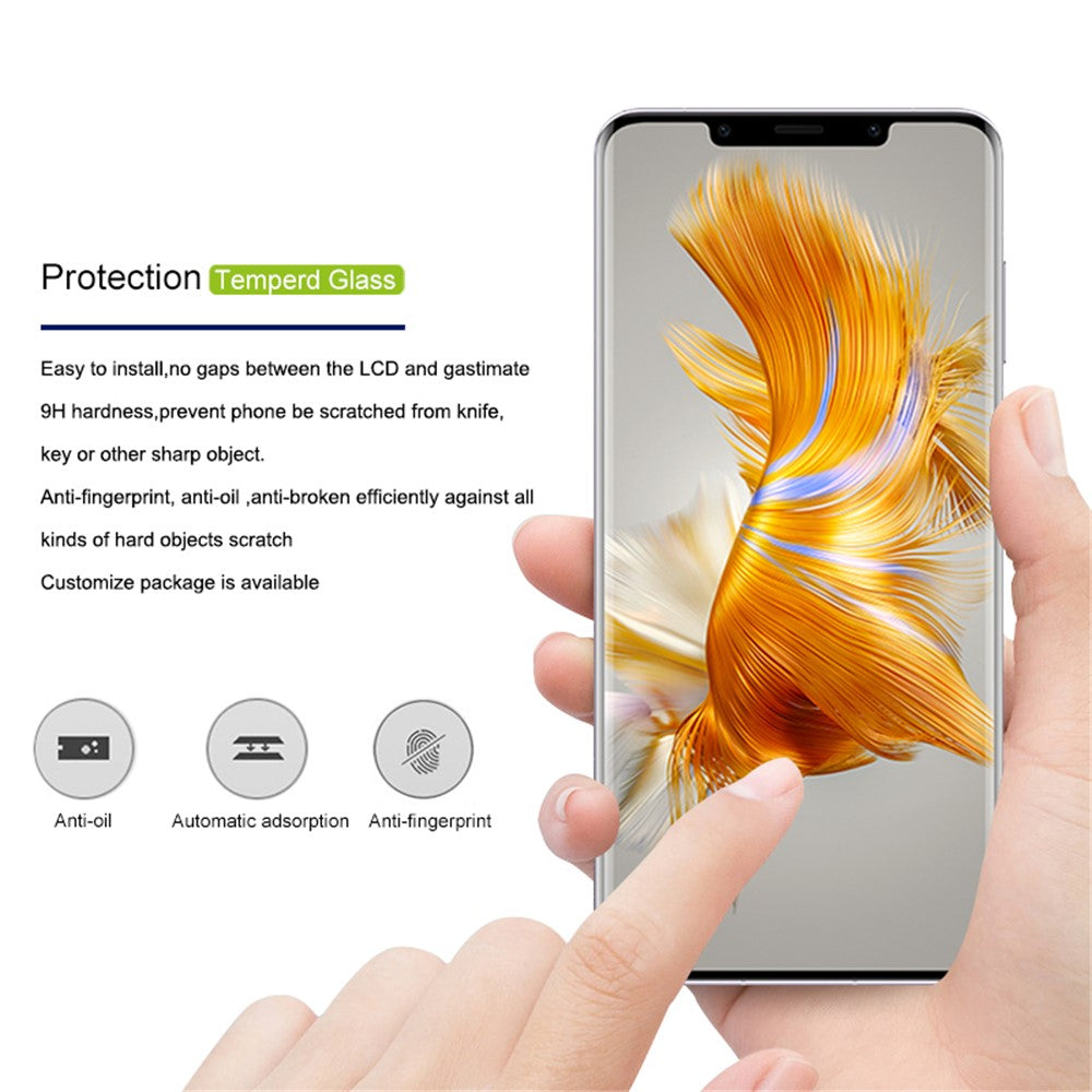 MOCOLO Skärmskydd för Huawei Mate 50 Pro 4G, Helhäftande 3D-böjd härdad glasfilm