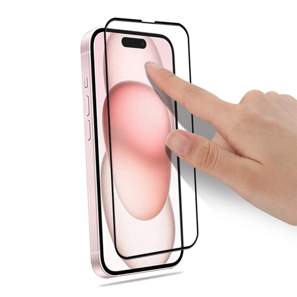 MOCOLO Tempered Glass Full Screen Protector for iPhone 15 , Silk Printing Secondary Hardening Film