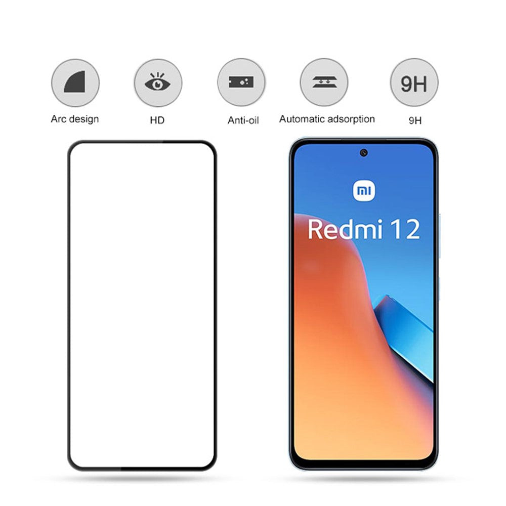 MOCOLO For Xiaomi Redmi 12 4G Full Screen Protector Silk Printing Full Glue Tempered Glass Film