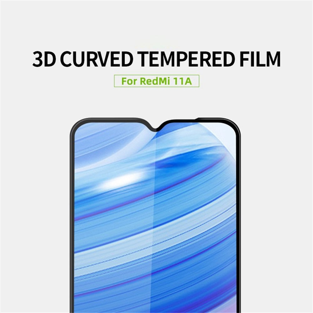 MOFI JK 3D-hærdet glasfilm-1 til Xiaomi Redmi 11A 4G, HD-klar aluminiums-siliciumglasskærmbeskytter i høj kvalitet med buet design