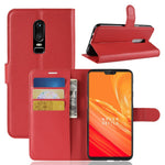 Litchi Skin Läderfodral med Korthållare för OnePlus 6 Mobilskal