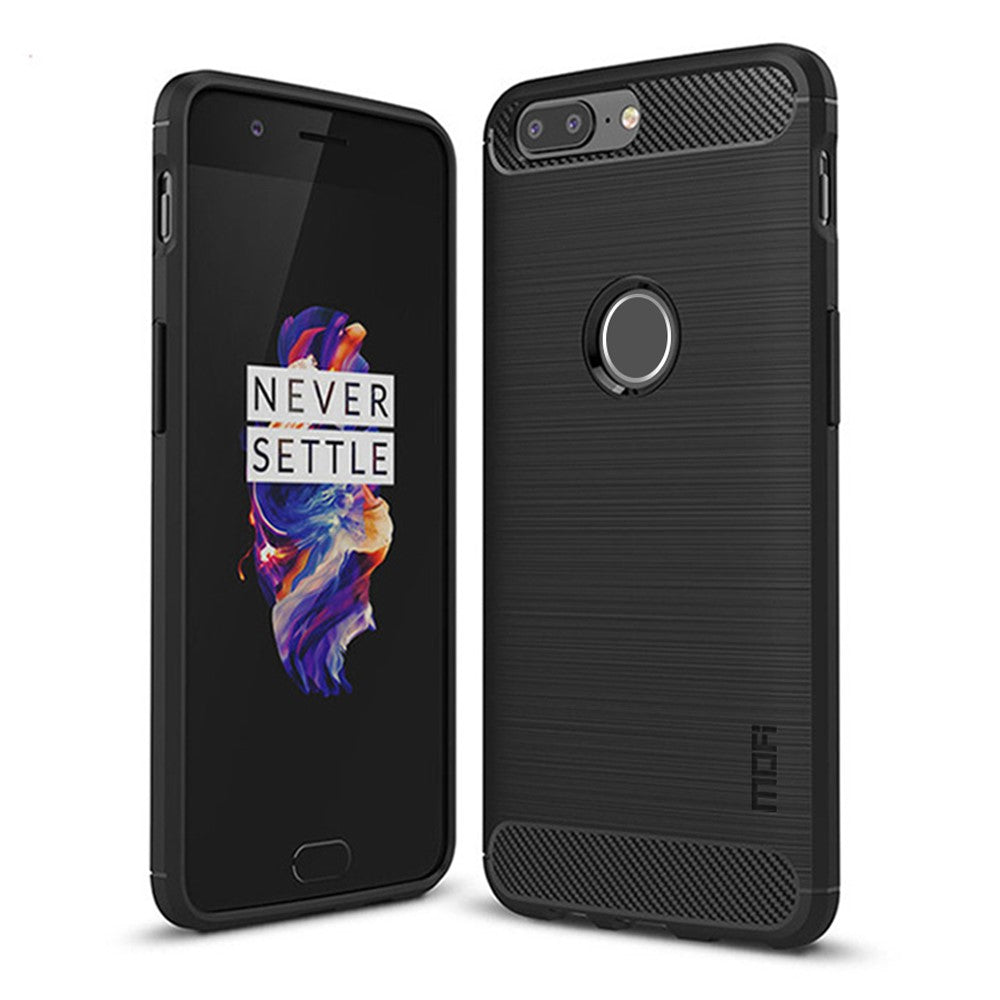 MOFI Kolfiberstruktur Borstad TPU Mobilskal för OnePlus 5T