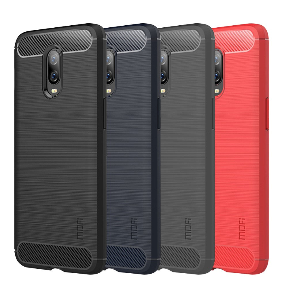 MOFI Kolfiberstruktur Borstad TPU Skyddsskal för OnePlus 6T