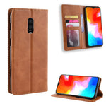Plånboksfodral i läder i vintagestil till OnePlus 6T