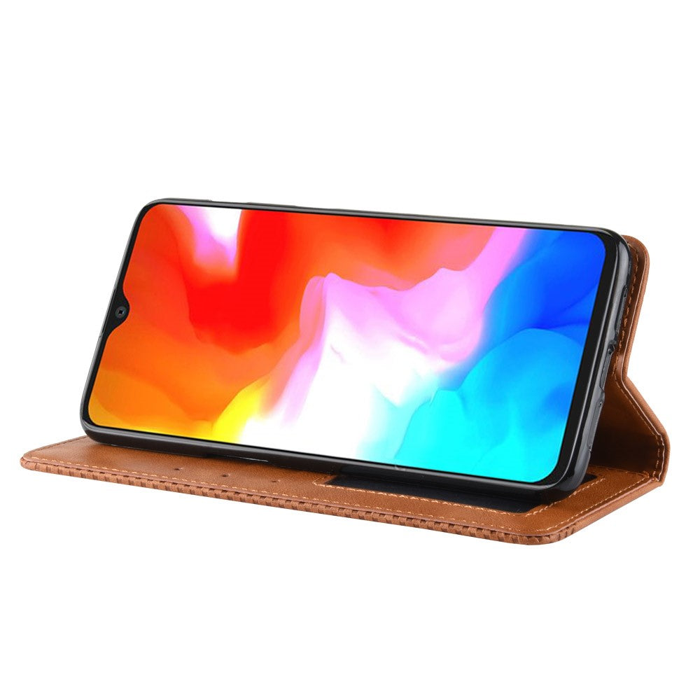 Plånboksfodral i läder i vintagestil till OnePlus 6T