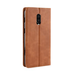 Plånboksfodral i läder i vintagestil till OnePlus 6T