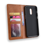 Plånboksfodral i läder i vintagestil till OnePlus 6T