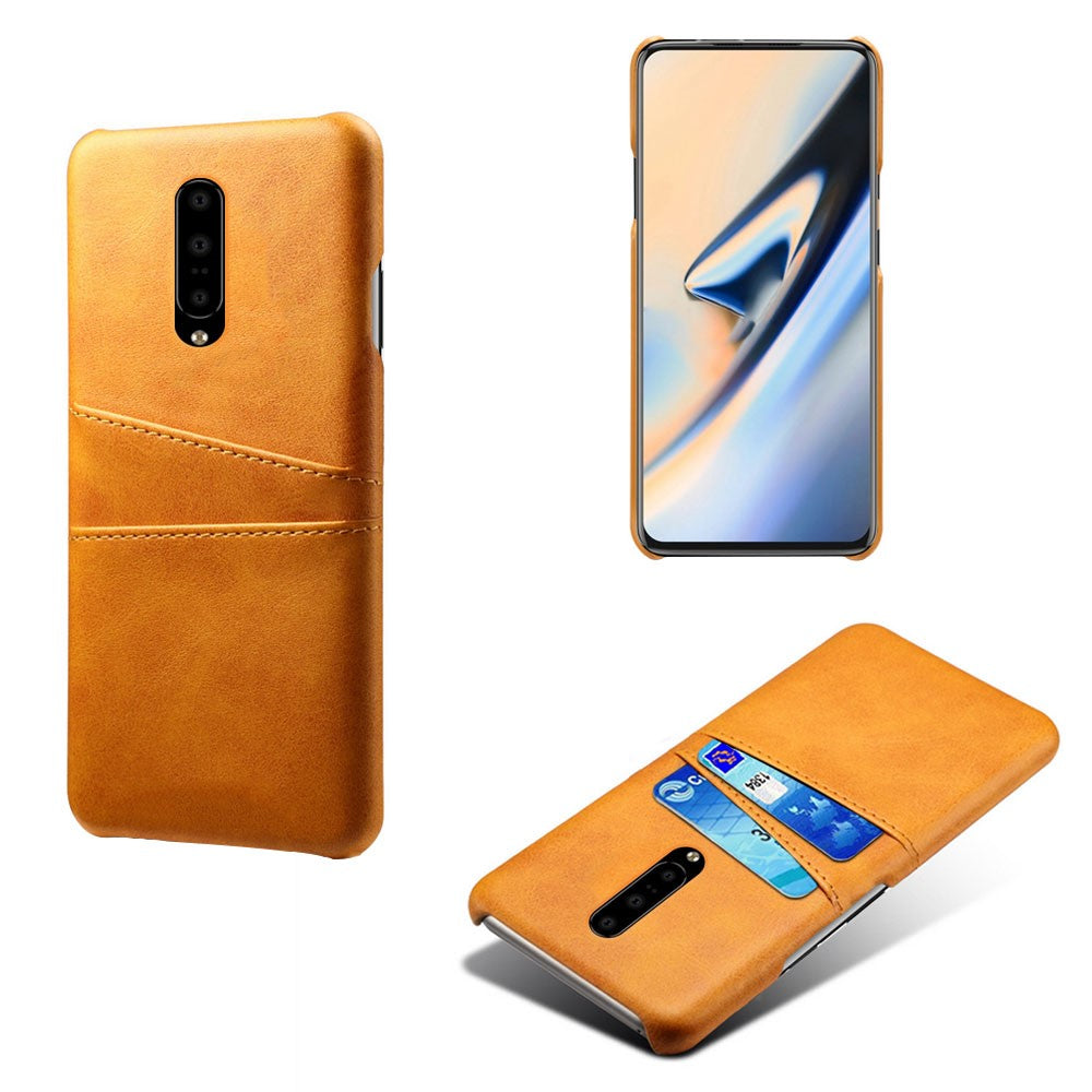 Dobbeltkortpladser PU-læderbelagt PC-mobiltelefoncover til OnePlus 7 Pro