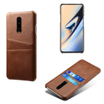 Dobbeltkortpladser PU-læderbelagt PC-mobiltelefoncover til OnePlus 7 Pro