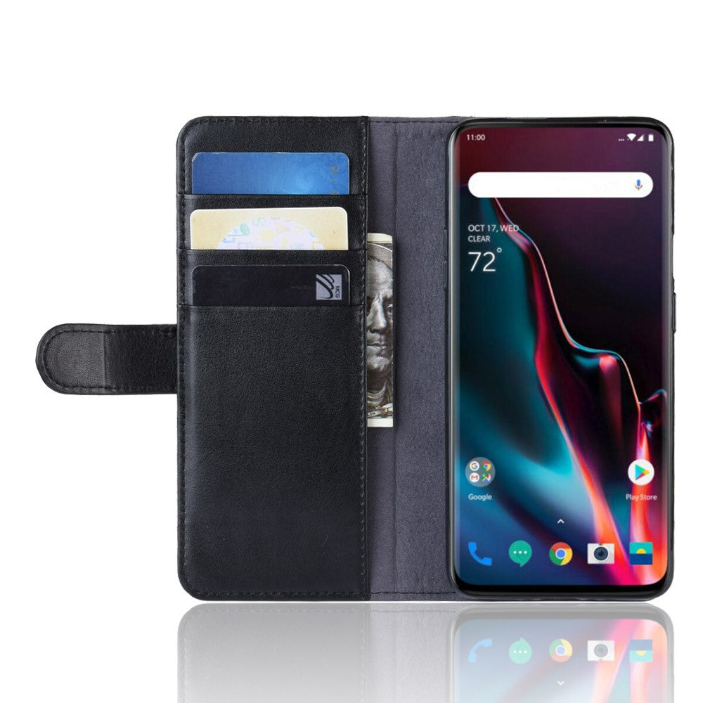 OnePlus 7 Pro mobilskal Äkta Split Läder Plånbok Mobilskal Stativ