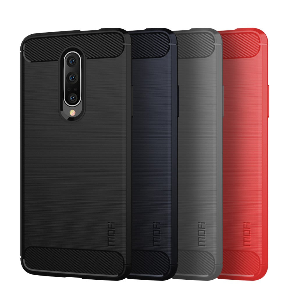 MOFI Kolfiber Borstad TPU Skyddande mobilskal för OnePlus 7 Pro