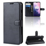 Litchi Texture Wallet Stand Läderskyddande mobilskal till OnePlus 7