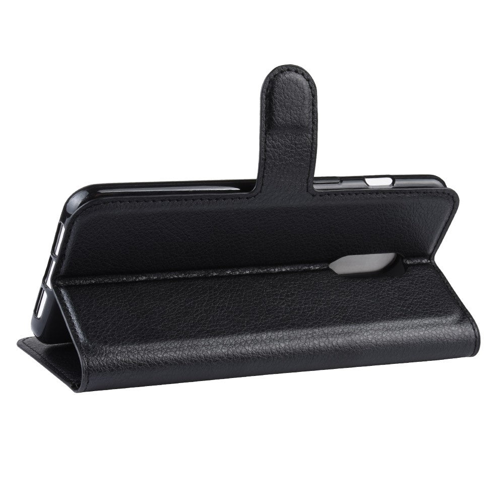 Litchi Texture Wallet Stand Läderskyddande mobilskal till OnePlus 7
