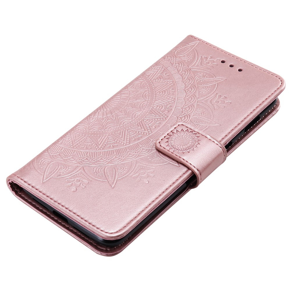 Läderplånboksfodral med tryck och blommotiv till OnePlus 7