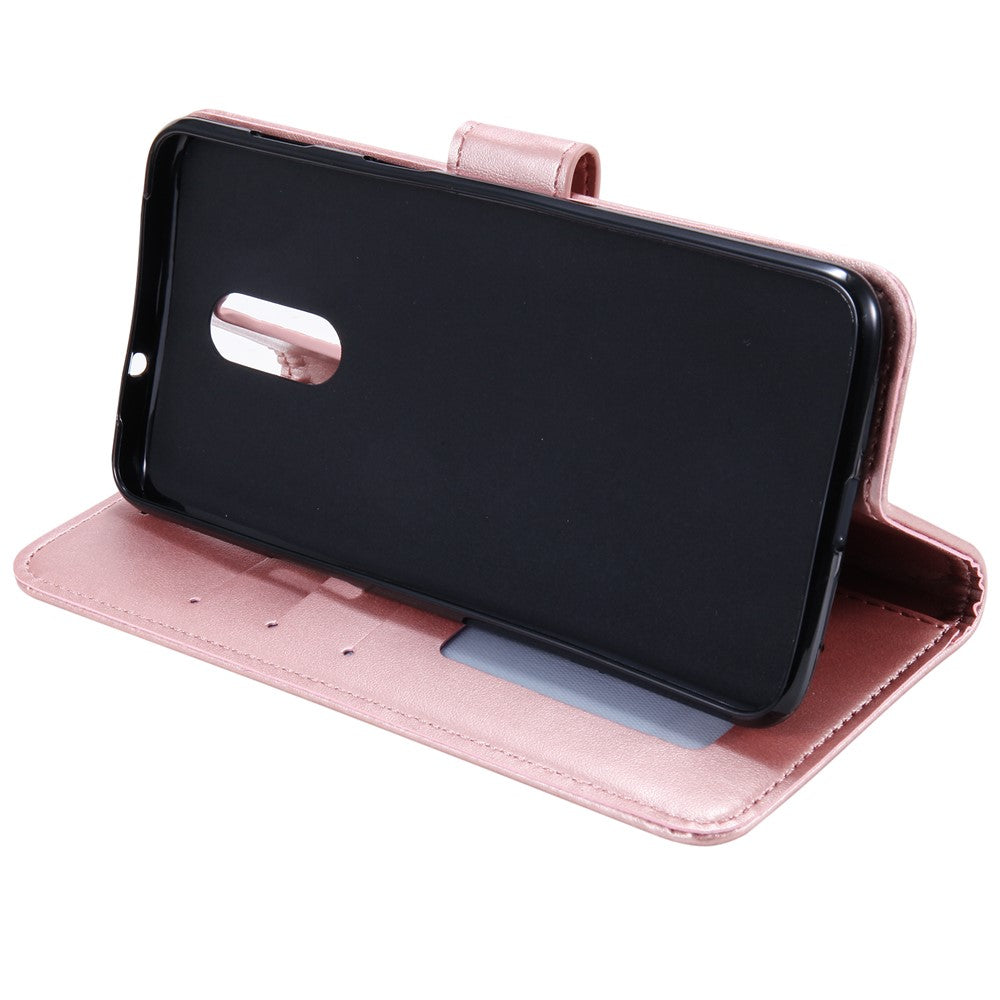 Imprint Flower Pung Etui i Læder til OnePlus 7