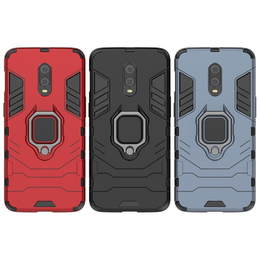 Cool Armor Guard Style Ring Holder Kickstand PC TPU Hybrid Phone Case for OnePlus 7