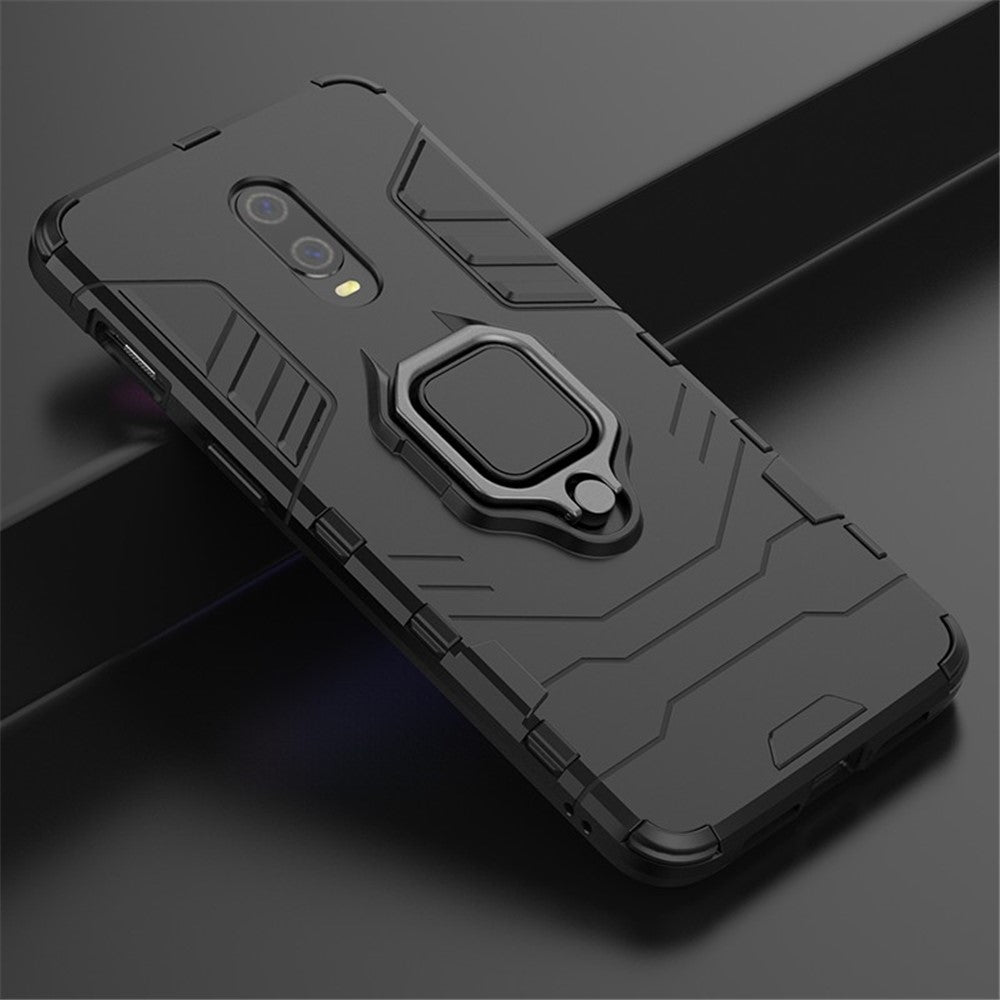 Cool Armor Guard Style Ring Holder Kickstand PC TPU Hybrid Phone Case for OnePlus 7