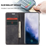 CASEME 013-serien til OnePlus 7 Pro, selvabsorberende pung i PU-læder