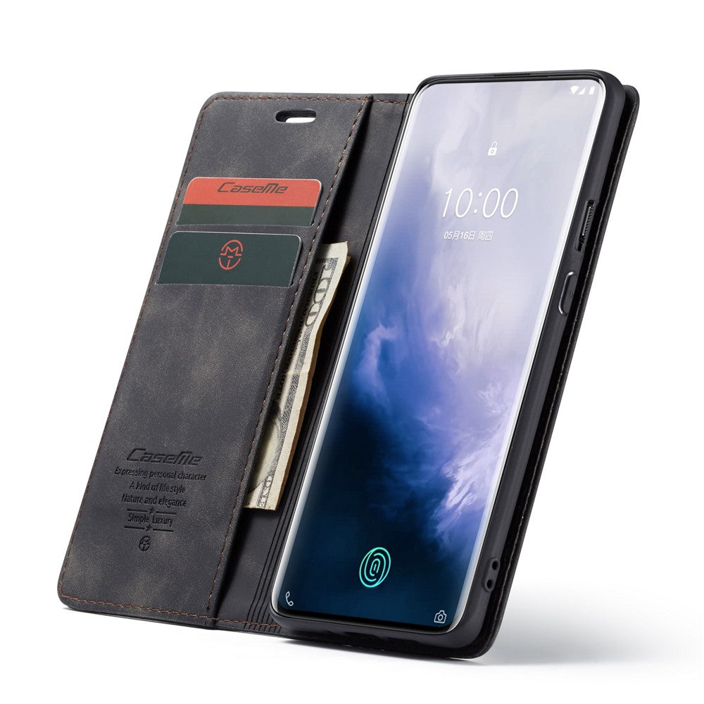CASEME 013-serien til OnePlus 7 Pro, selvabsorberende pung i PU-læder