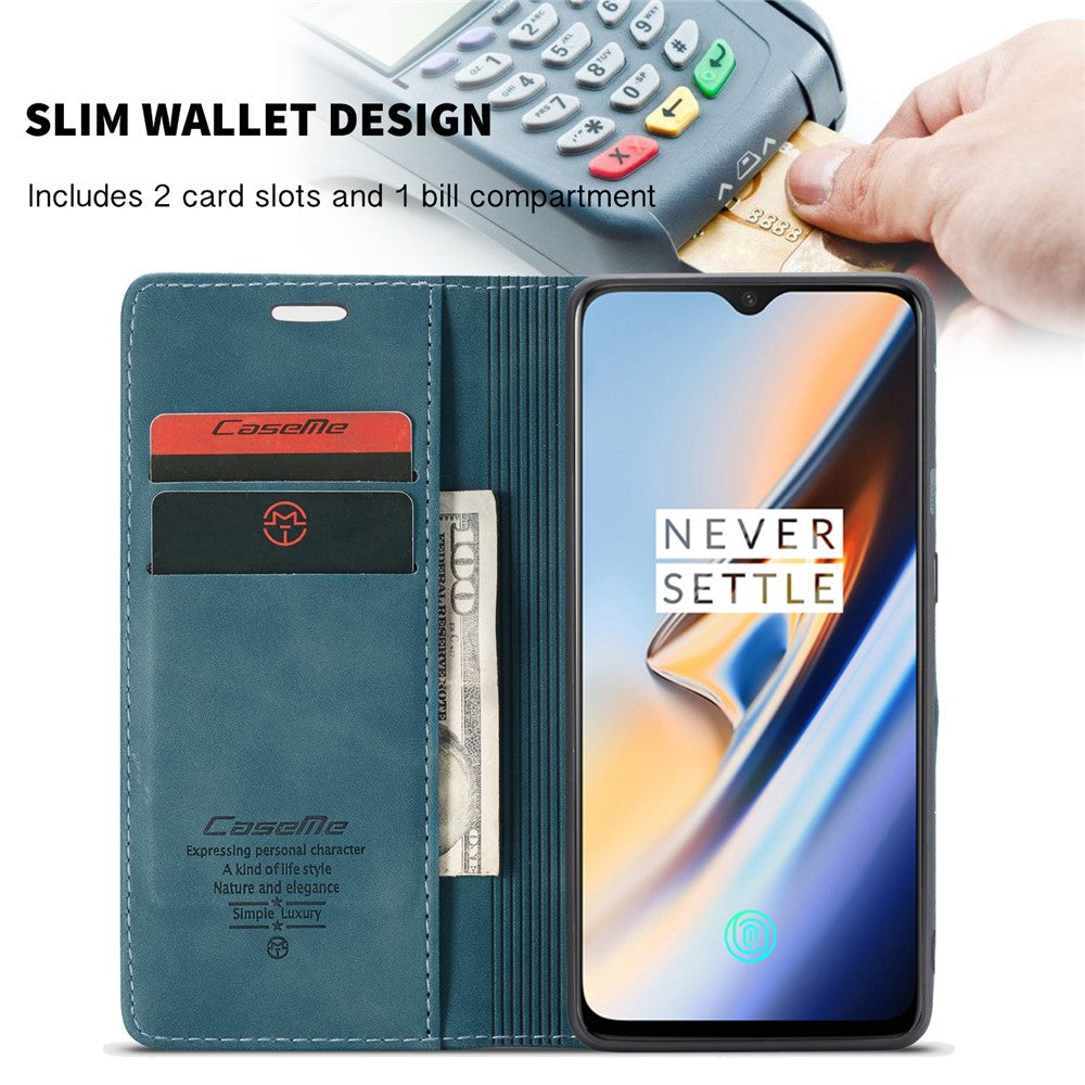 CASEME 013-serien självabsorberande läderfodral med flip-funktion för OnePlus 7